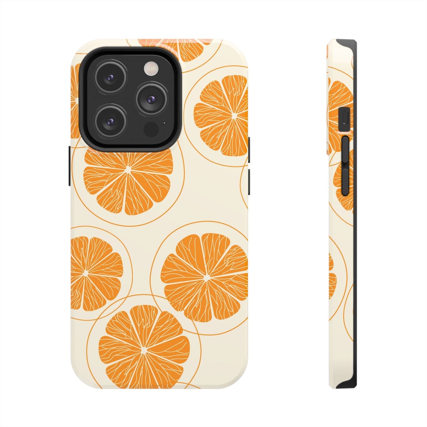 Citrus Burst Pattern Tough iPhone Case – Bold Orange Design, Shockproof Protection - BOGO Cases