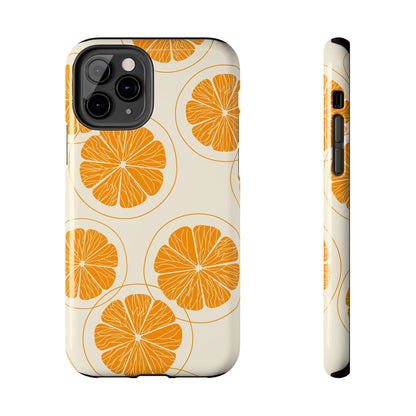 Citrus Burst Pattern Tough iPhone Case – Bold Orange Design, Shockproof Protection - BOGO Cases