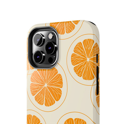 Citrus Burst Pattern Tough iPhone Case – Bold Orange Design, Shockproof Protection - BOGO Cases