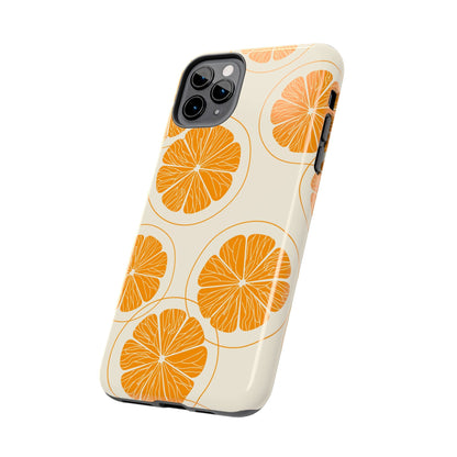 Citrus Burst Pattern Tough iPhone Case – Bold Orange Design, Shockproof Protection - BOGO Cases