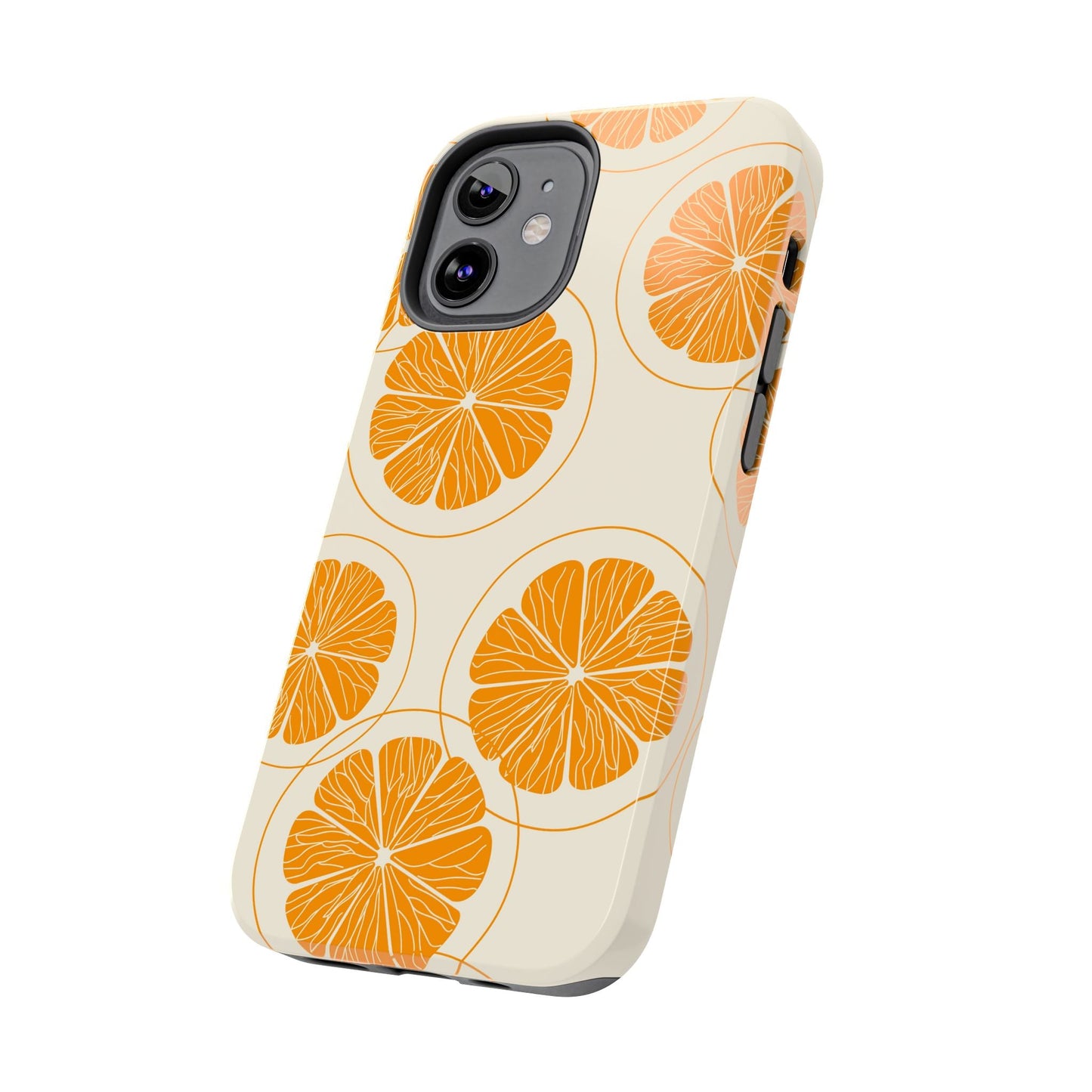 Citrus Burst Pattern Tough iPhone Case – Bold Orange Design, Shockproof Protection - BOGO Cases