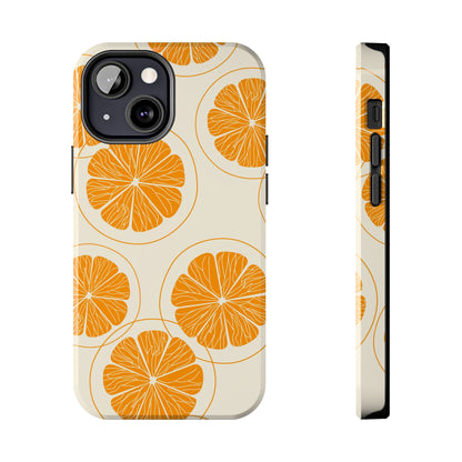 Citrus Burst Pattern Tough iPhone Case – Bold Orange Design, Shockproof Protection - BOGO Cases