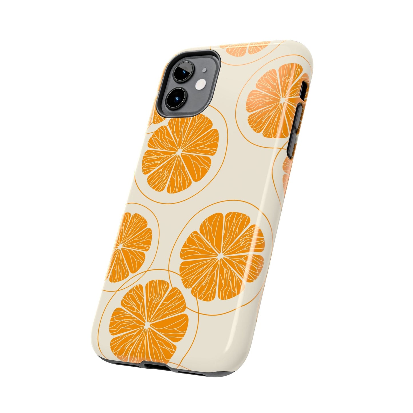 Citrus Burst Pattern Tough iPhone Case – Bold Orange Design, Shockproof Protection - BOGO Cases