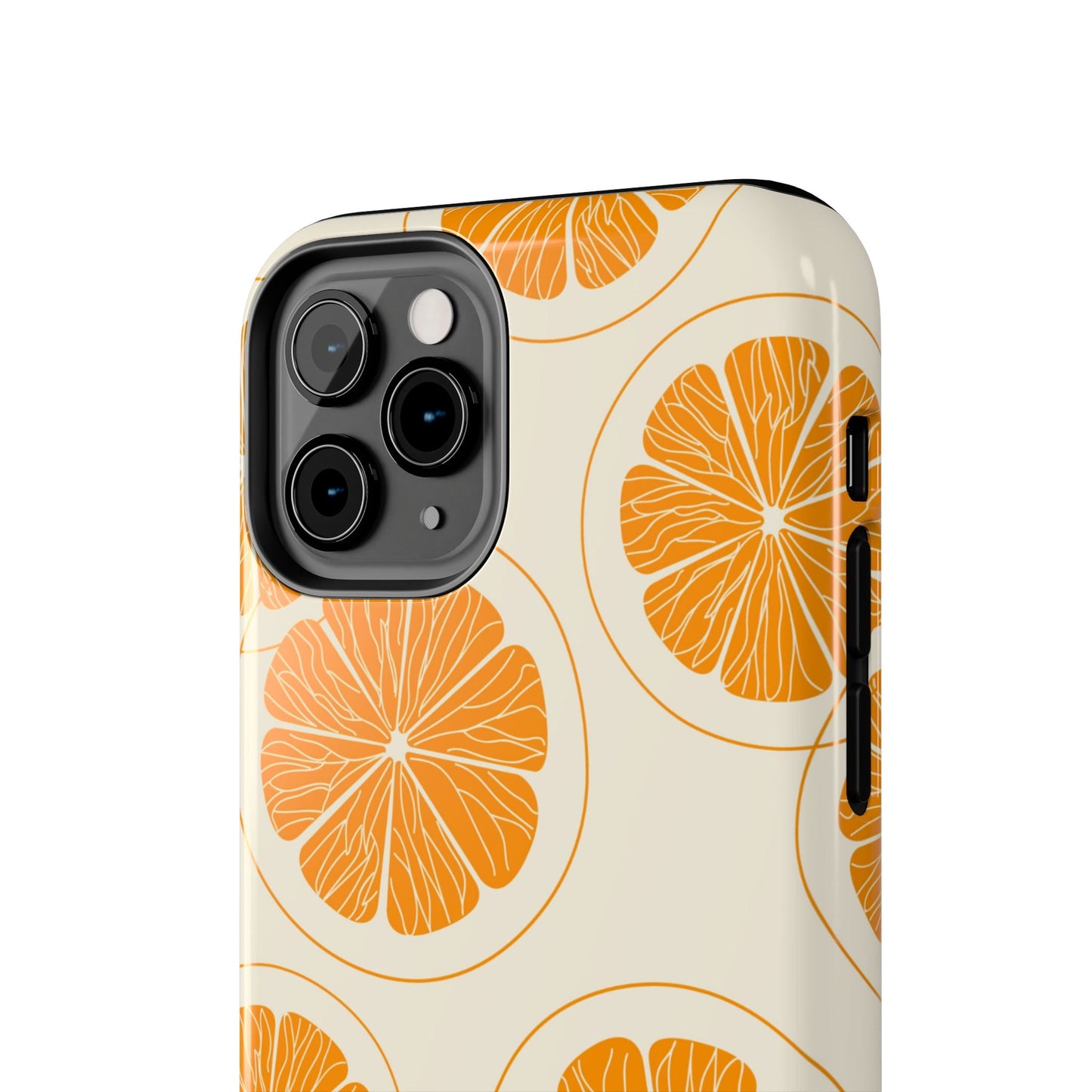 Citrus Burst Pattern Tough iPhone Case – Bold Orange Design, Shockproof Protection - BOGO Cases