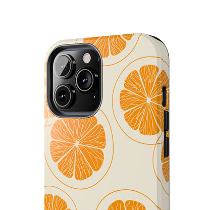 Citrus Burst Pattern Tough iPhone Case – Bold Orange Design, Shockproof Protection - BOGO Cases