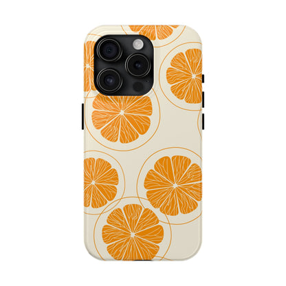 Citrus Burst Pattern Tough iPhone Case – Bold Orange Design, Shockproof Protection - BOGO Cases