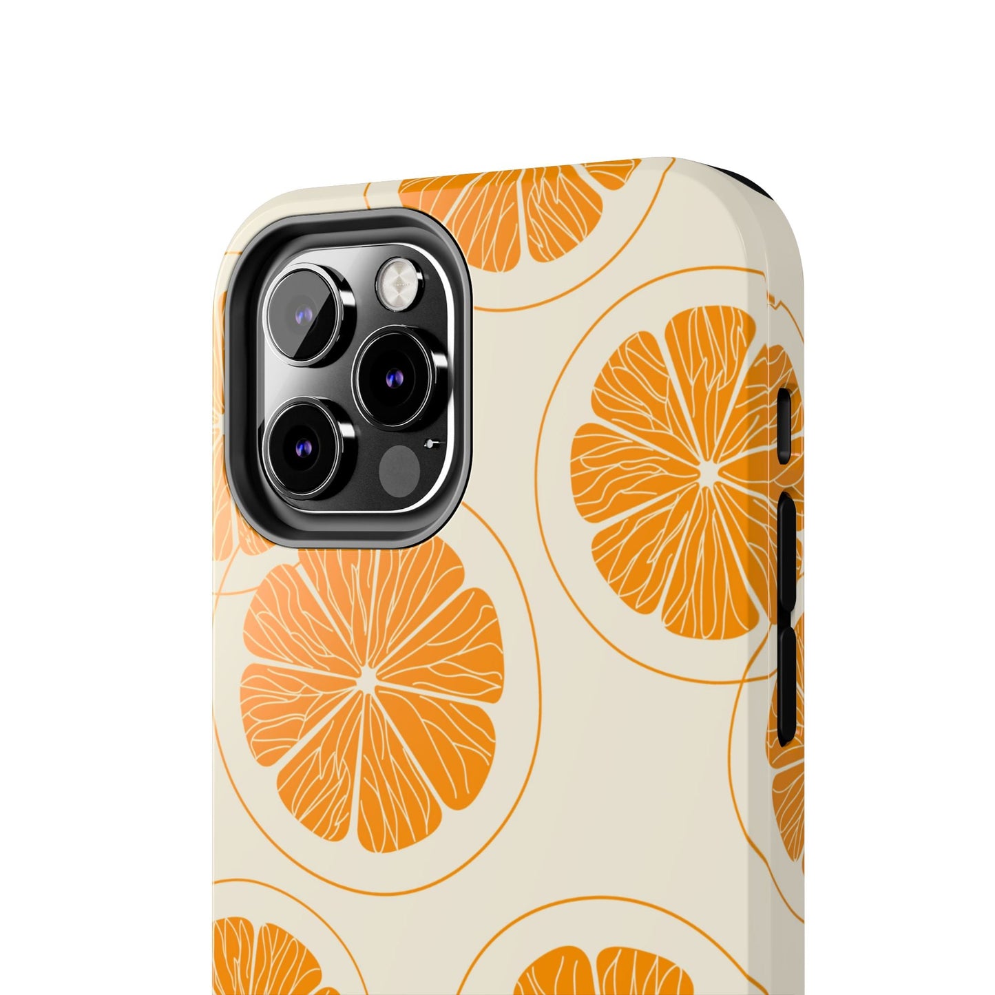 Citrus Burst Pattern Tough iPhone Case – Bold Orange Design, Shockproof Protection - BOGO Cases