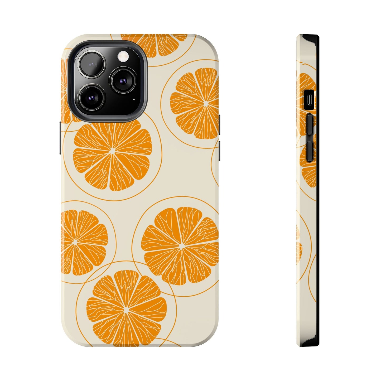 Citrus Burst Pattern Tough iPhone Case – Bold Orange Design, Shockproof Protection - BOGO Cases