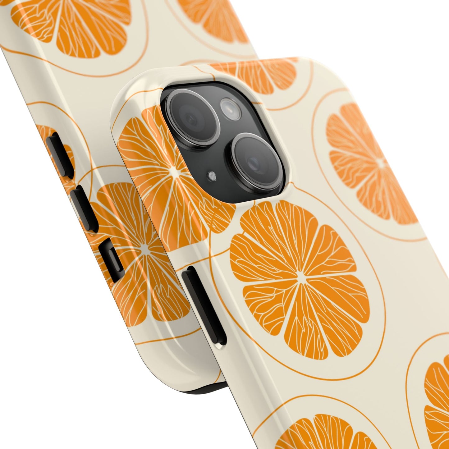 Citrus Burst Pattern Tough iPhone Case – Bold Orange Design, Shockproof Protection - BOGO Cases