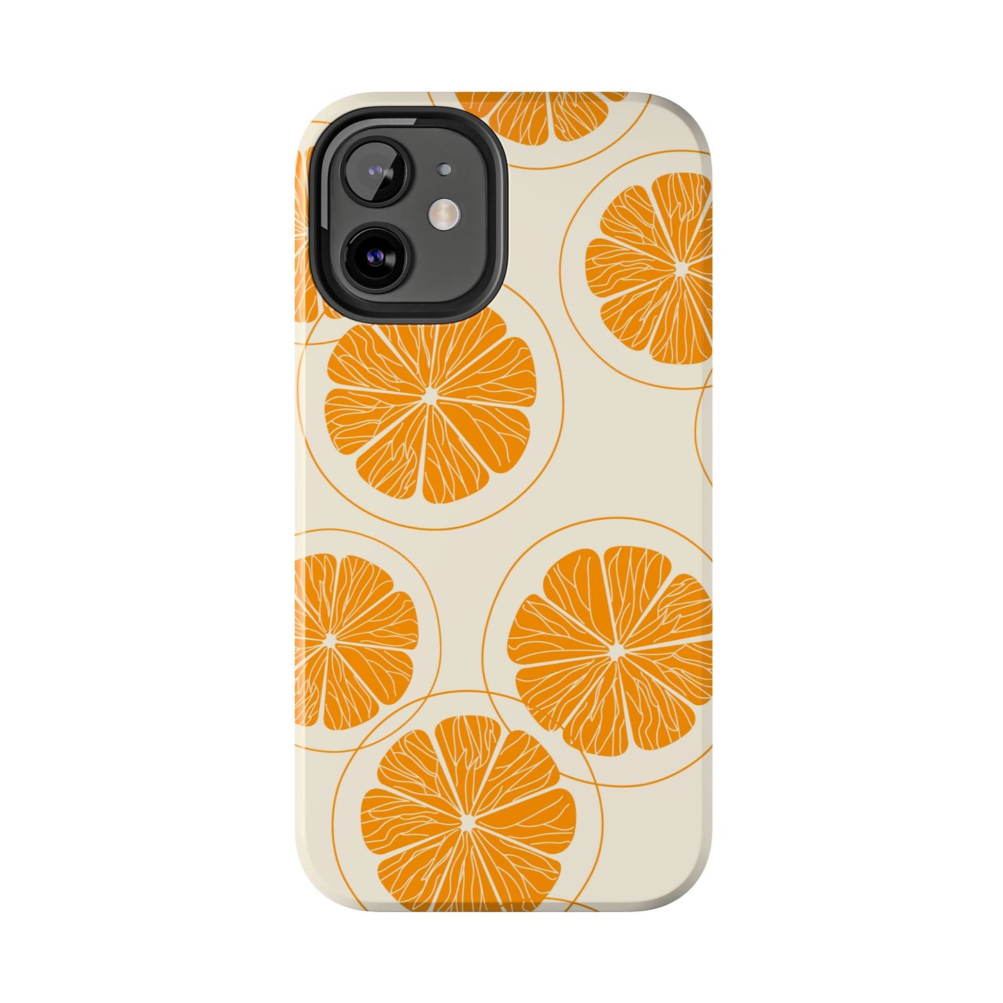 Citrus Burst Pattern Tough iPhone Case – Bold Orange Design, Shockproof Protection - BOGO Cases