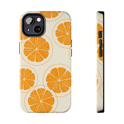 Citrus Burst Pattern Tough iPhone Case – Bold Orange Design, Shockproof Protection - BOGO Cases