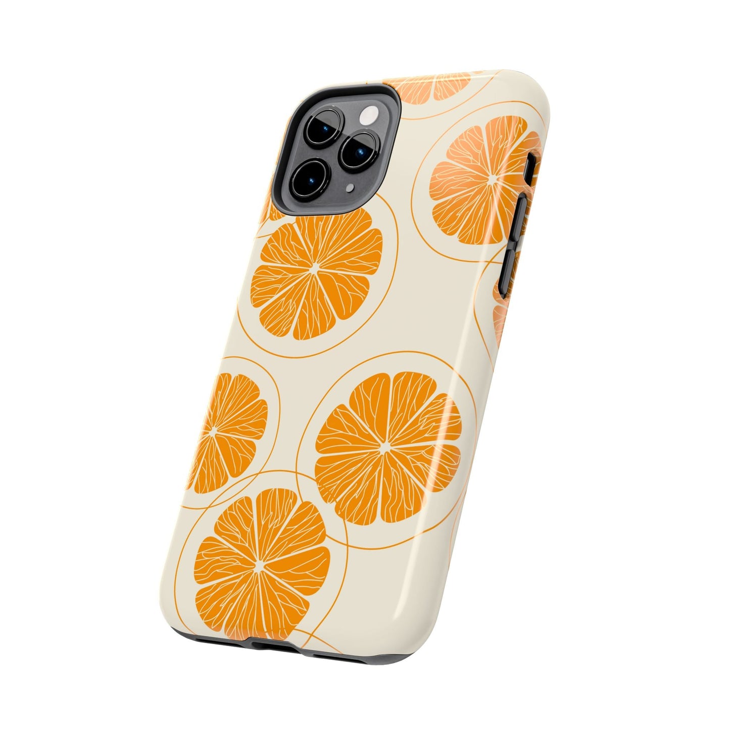 Citrus Burst Pattern Tough iPhone Case – Bold Orange Design, Shockproof Protection - BOGO Cases