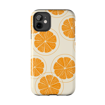 Citrus Burst Pattern Tough iPhone Case – Bold Orange Design, Shockproof Protection - BOGO Cases