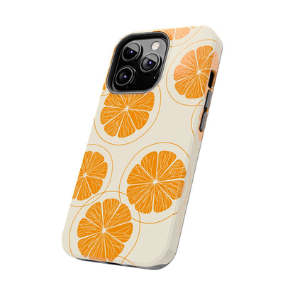 Citrus Burst Pattern Tough iPhone Case – Bold Orange Design, Shockproof Protection - BOGO Cases