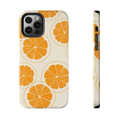 Citrus Burst Pattern Tough iPhone Case – Bold Orange Design, Shockproof Protection - BOGO Cases