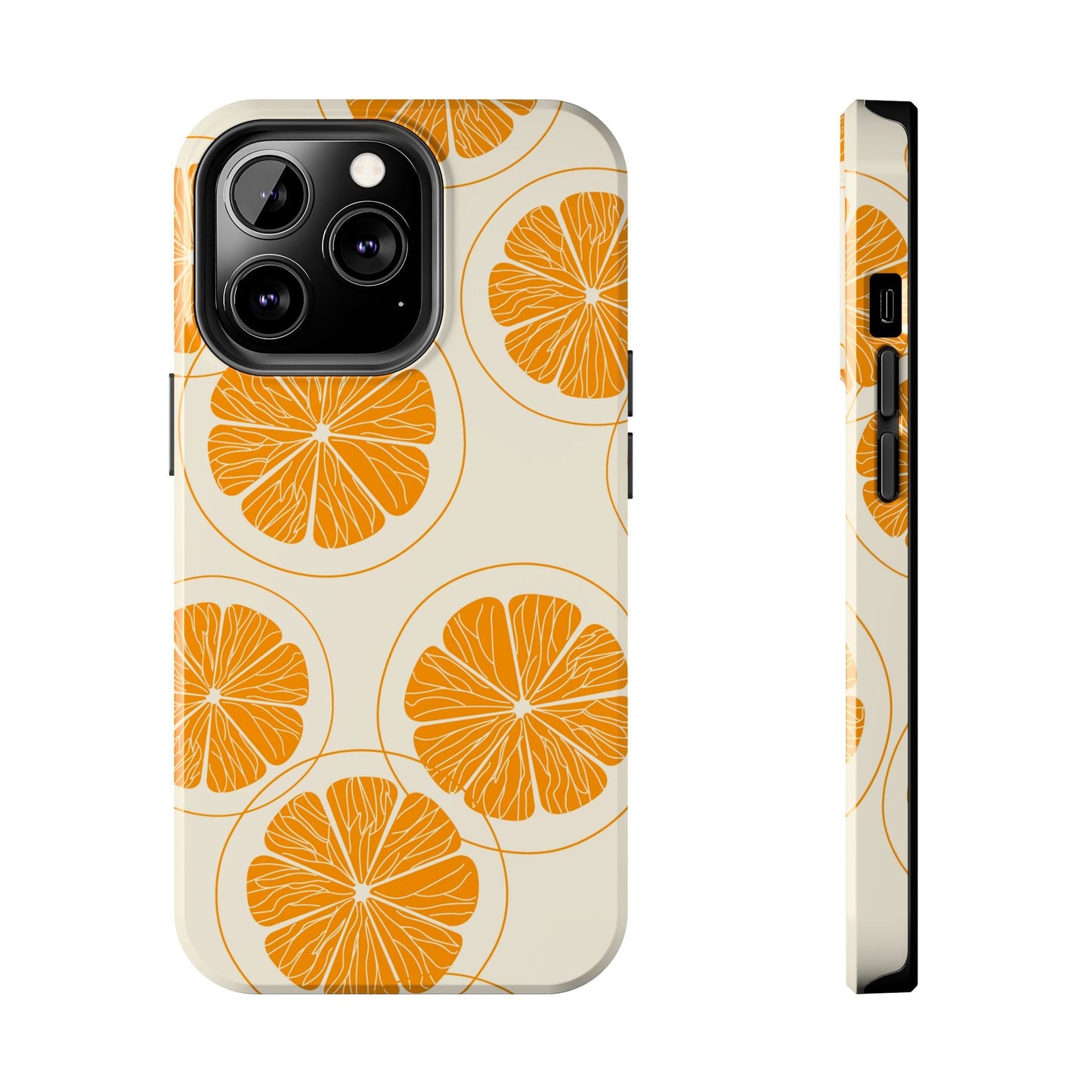 Citrus Burst Pattern Tough iPhone Case – Bold Orange Design, Shockproof Protection - BOGO Cases