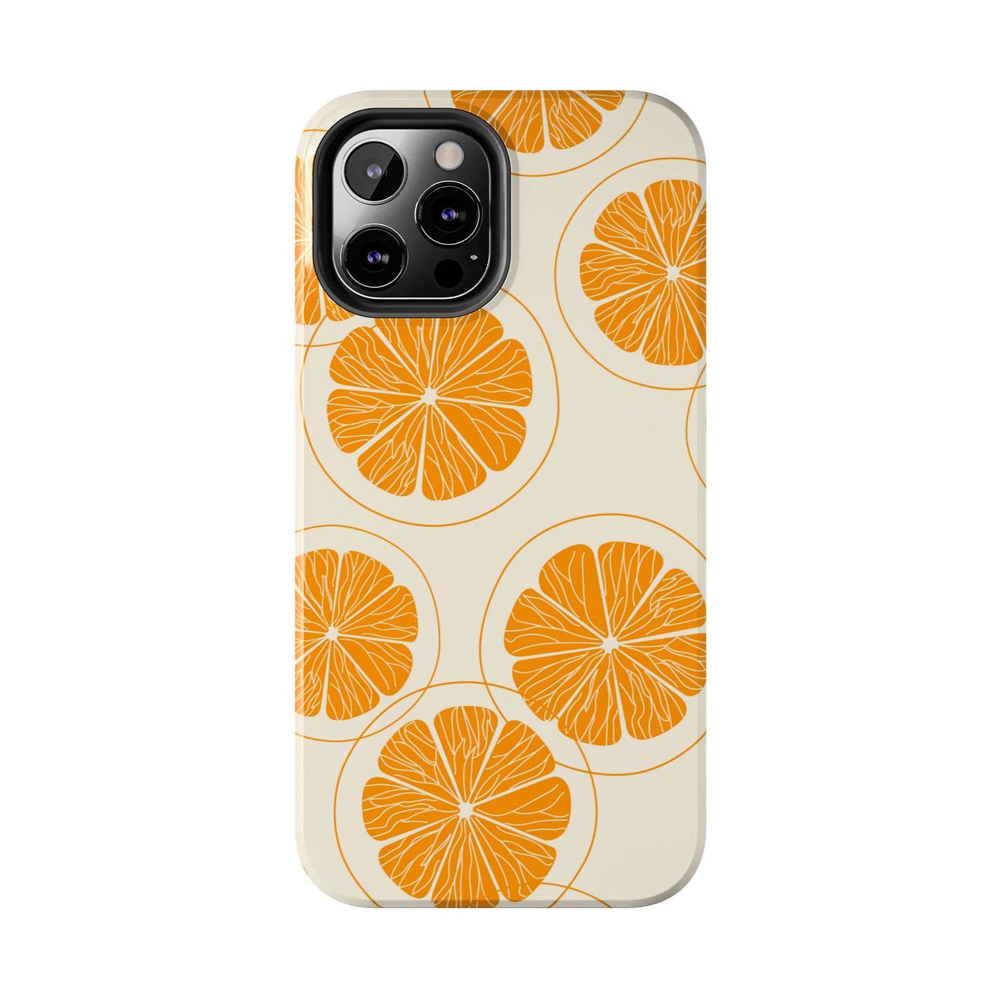 Citrus Burst Pattern Tough iPhone Case – Bold Orange Design, Shockproof Protection - BOGO Cases