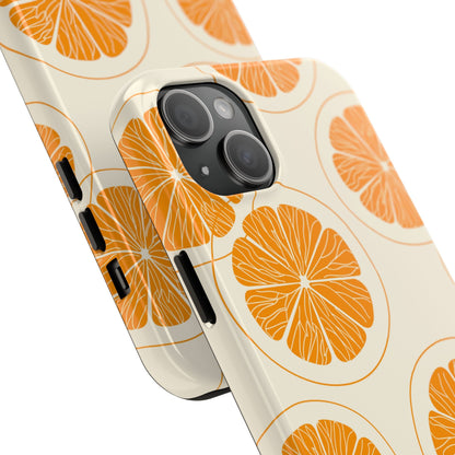 Citrus Burst Pattern Tough iPhone Case – Bold Orange Design, Shockproof Protection - BOGO Cases