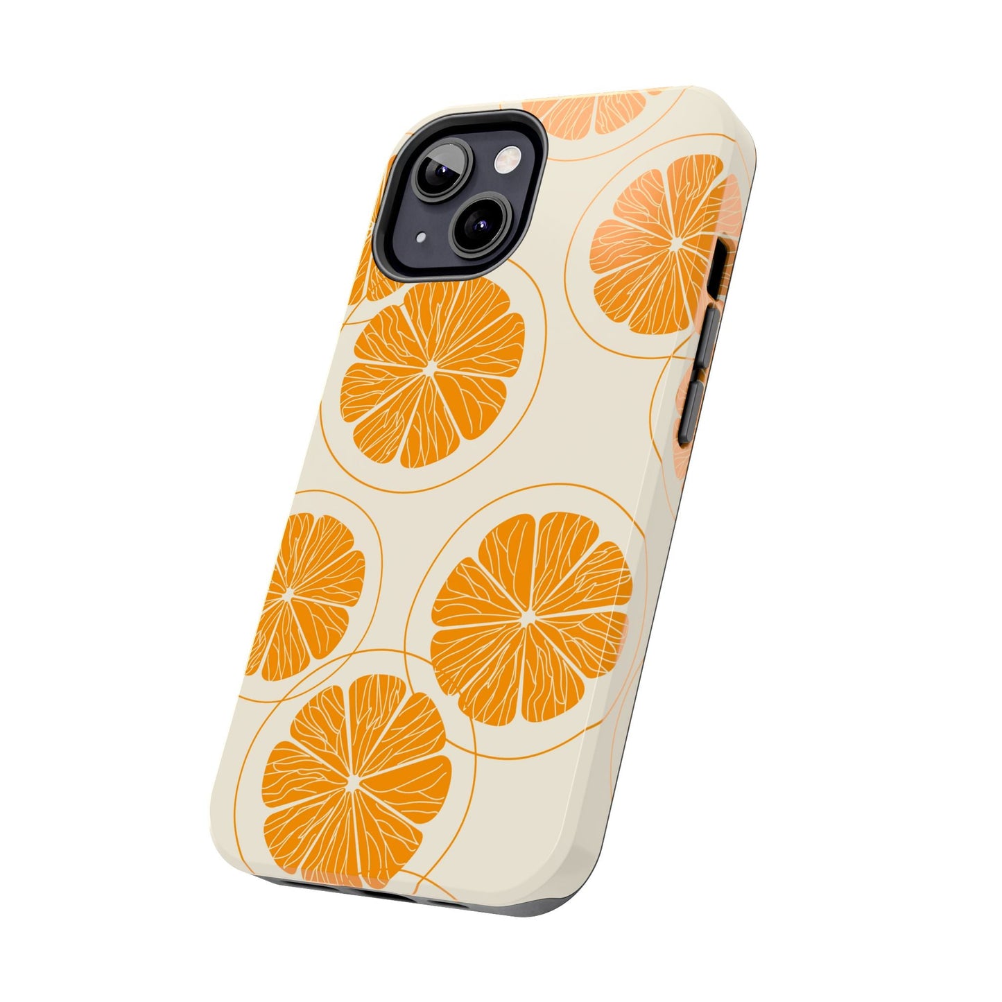 Citrus Burst Pattern Tough iPhone Case – Bold Orange Design, Shockproof Protection - BOGO Cases