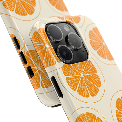 Citrus Burst Pattern Tough iPhone Case – Bold Orange Design, Shockproof Protection - BOGO Cases