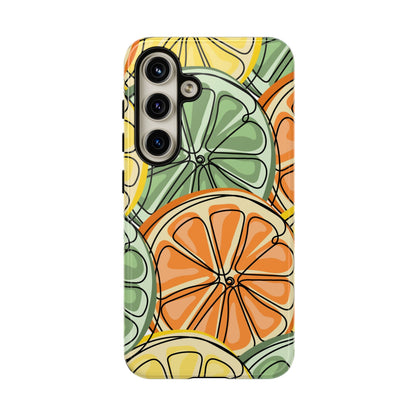 Citrus Zest Tough Samsung Galaxy Case – Bold Lime, Lemon, and Orange Design, Shockproof Protection - BOGO Cases