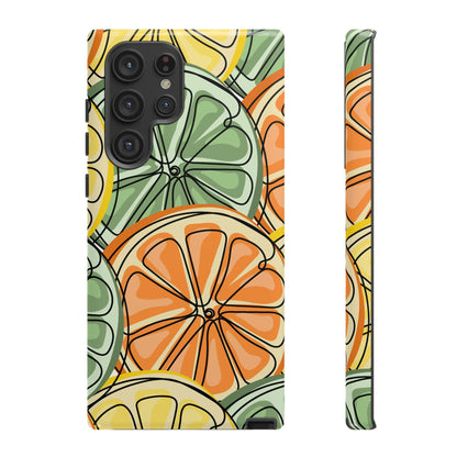 Citrus Zest Tough Samsung Galaxy Case – Bold Lime, Lemon, and Orange Design, Shockproof Protection - BOGO Cases