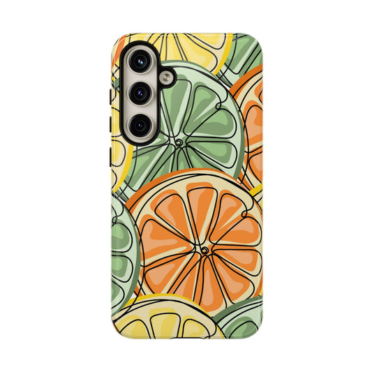 Citrus Zest Tough Samsung Galaxy Case – Bold Lime, Lemon, and Orange Design, Shockproof Protection - BOGO Cases