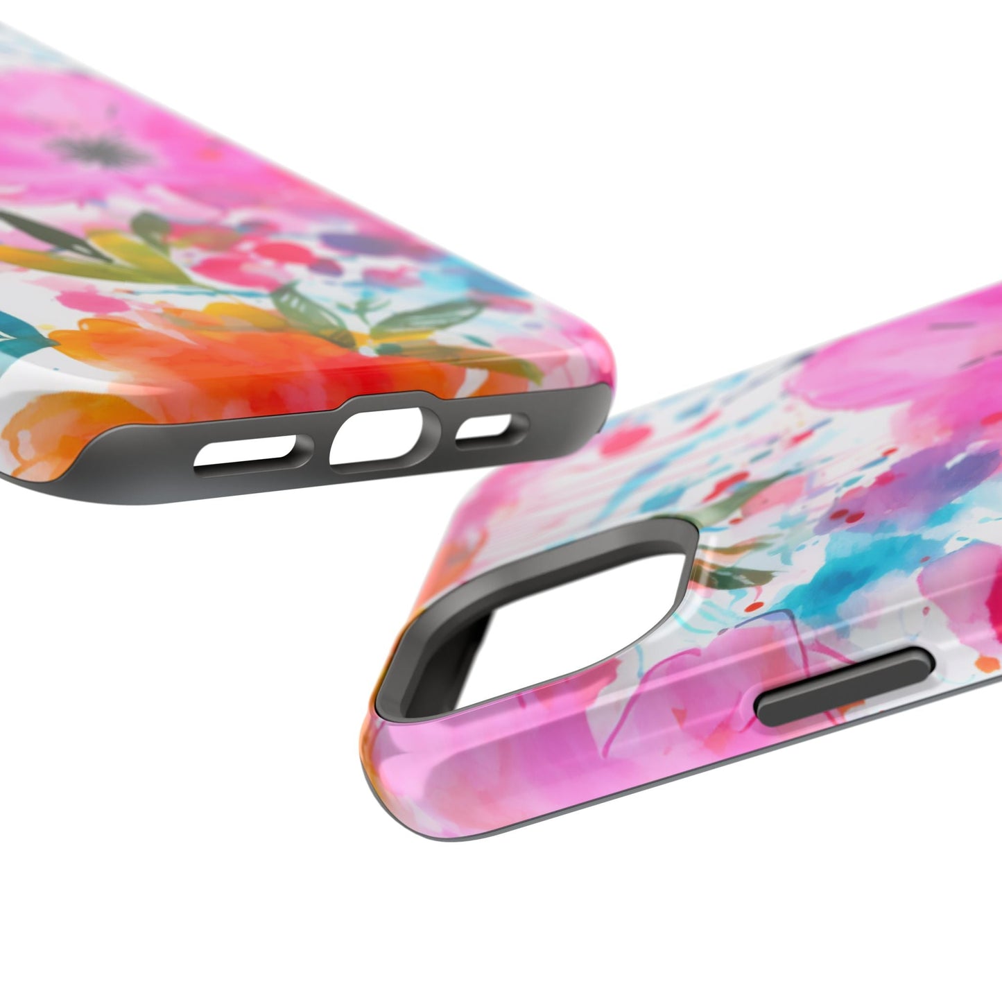 Color Splash Pink & Orange Watercolor Floral - MagSafe iPhone Case - BOGO Cases