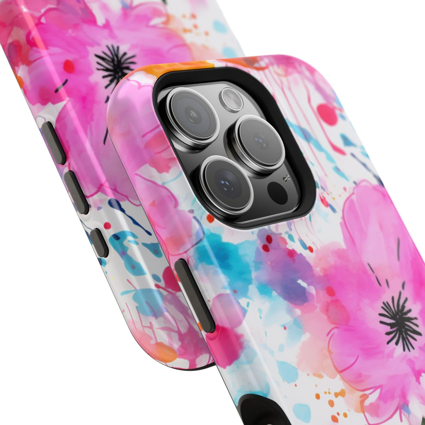 Color Splash Pink & Orange Watercolor Floral - MagSafe iPhone Case - BOGO Cases