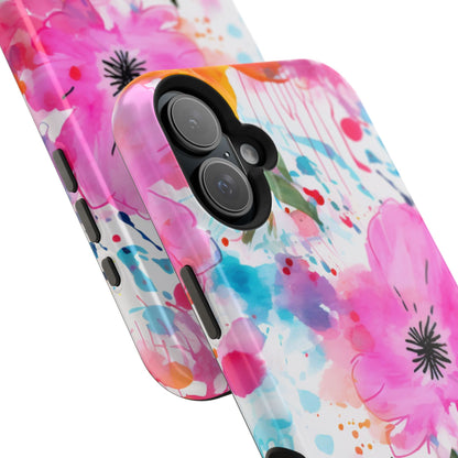 Color Splash Pink & Orange Watercolor Floral - MagSafe iPhone Case - BOGO Cases