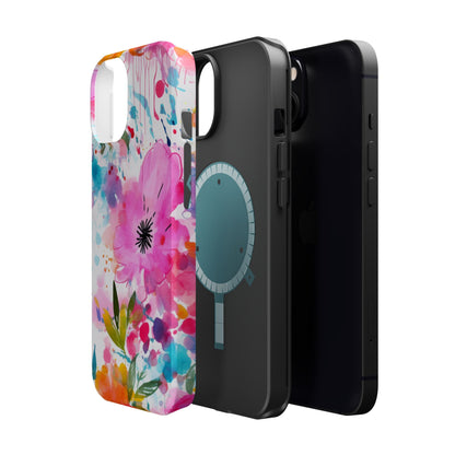 Color Splash Pink & Orange Watercolor Floral - MagSafe iPhone Case - BOGO Cases