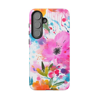 Color Splash Pink & Orange Watercolor Floral - Samsung Galaxy Case - BOGO Cases