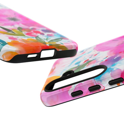 Color Splash Pink & Orange Watercolor Floral - Samsung Galaxy Case - BOGO Cases