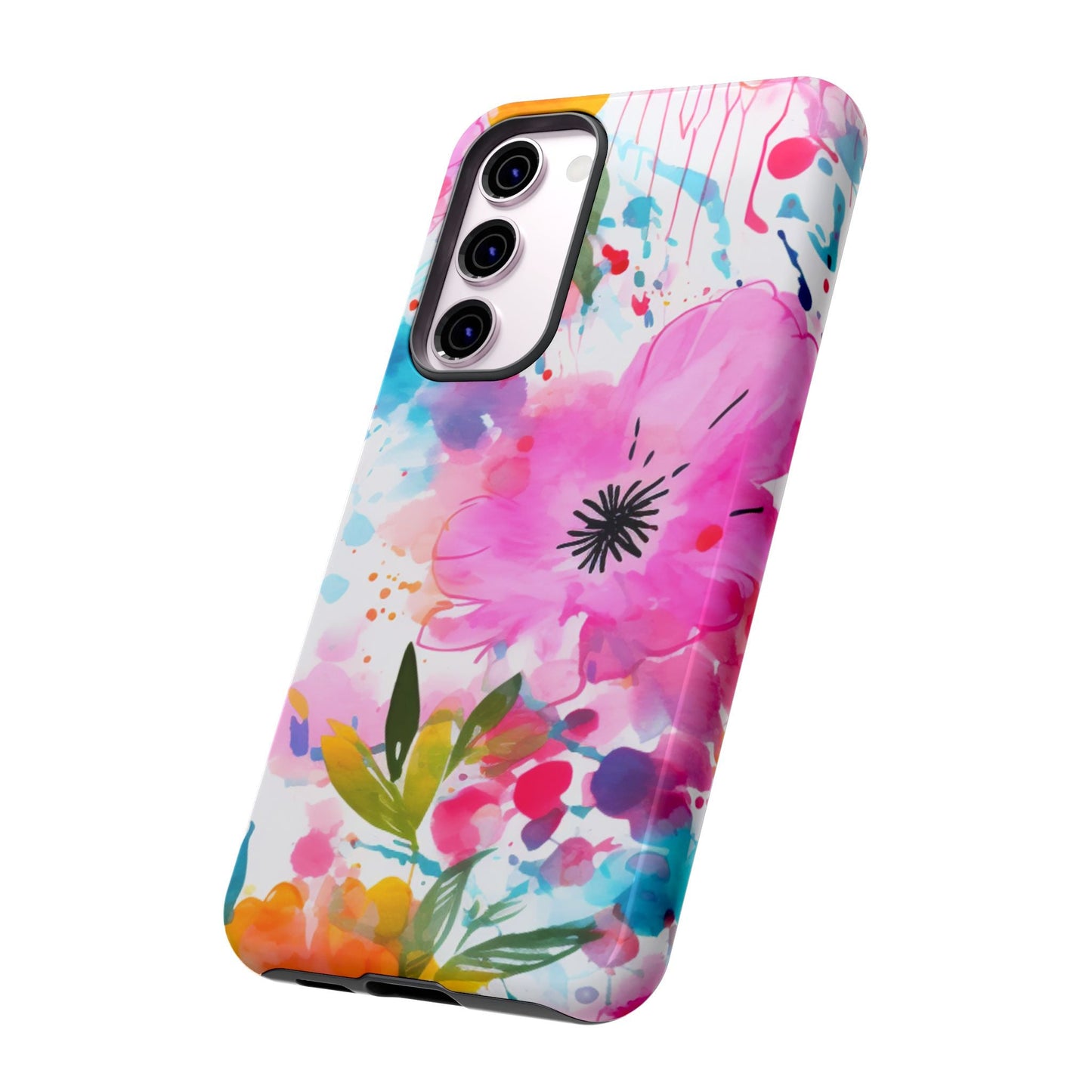 Color Splash Pink & Orange Watercolor Floral - Samsung Galaxy Case - BOGO Cases