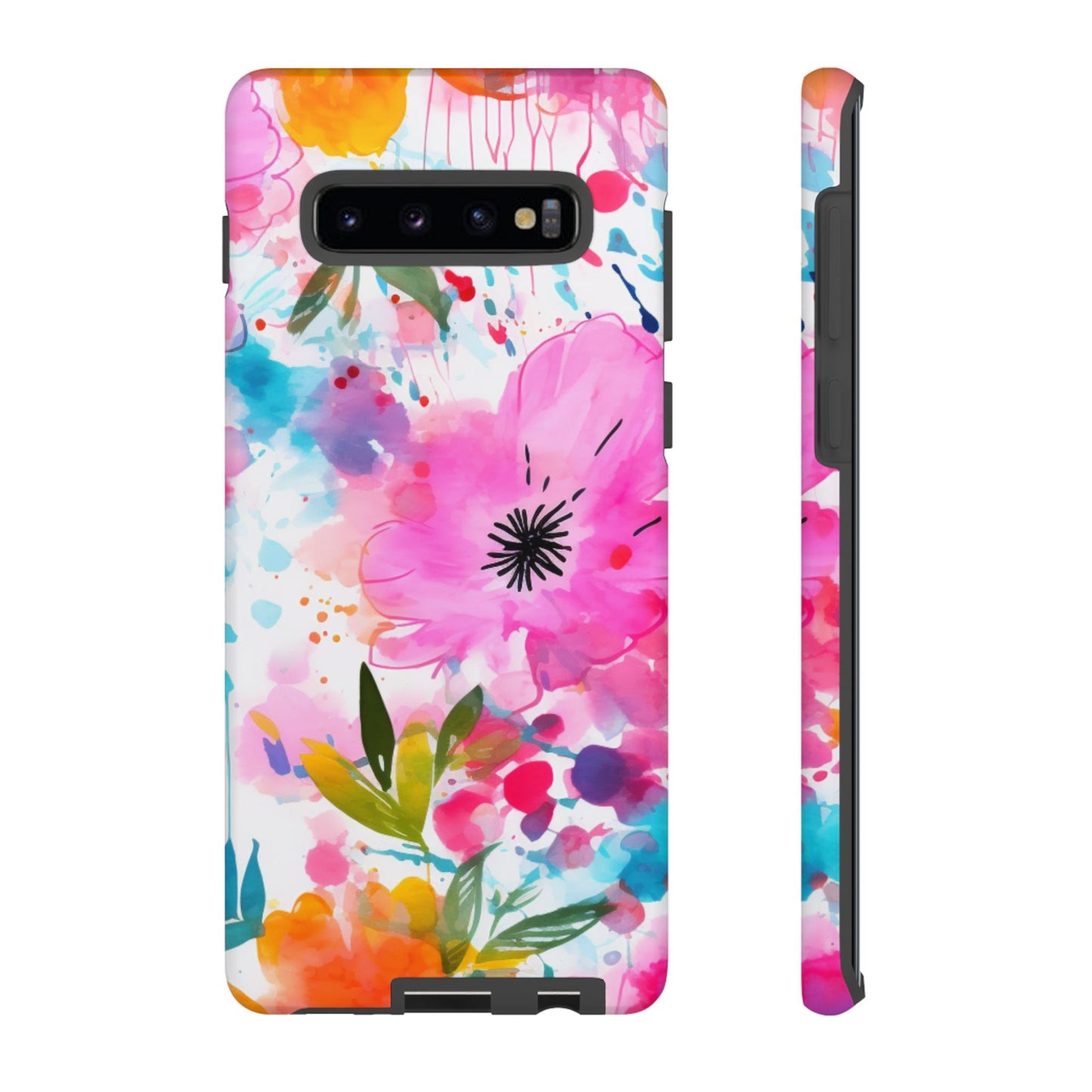 Color Splash Pink & Orange Watercolor Floral - Samsung Galaxy Case - BOGO Cases