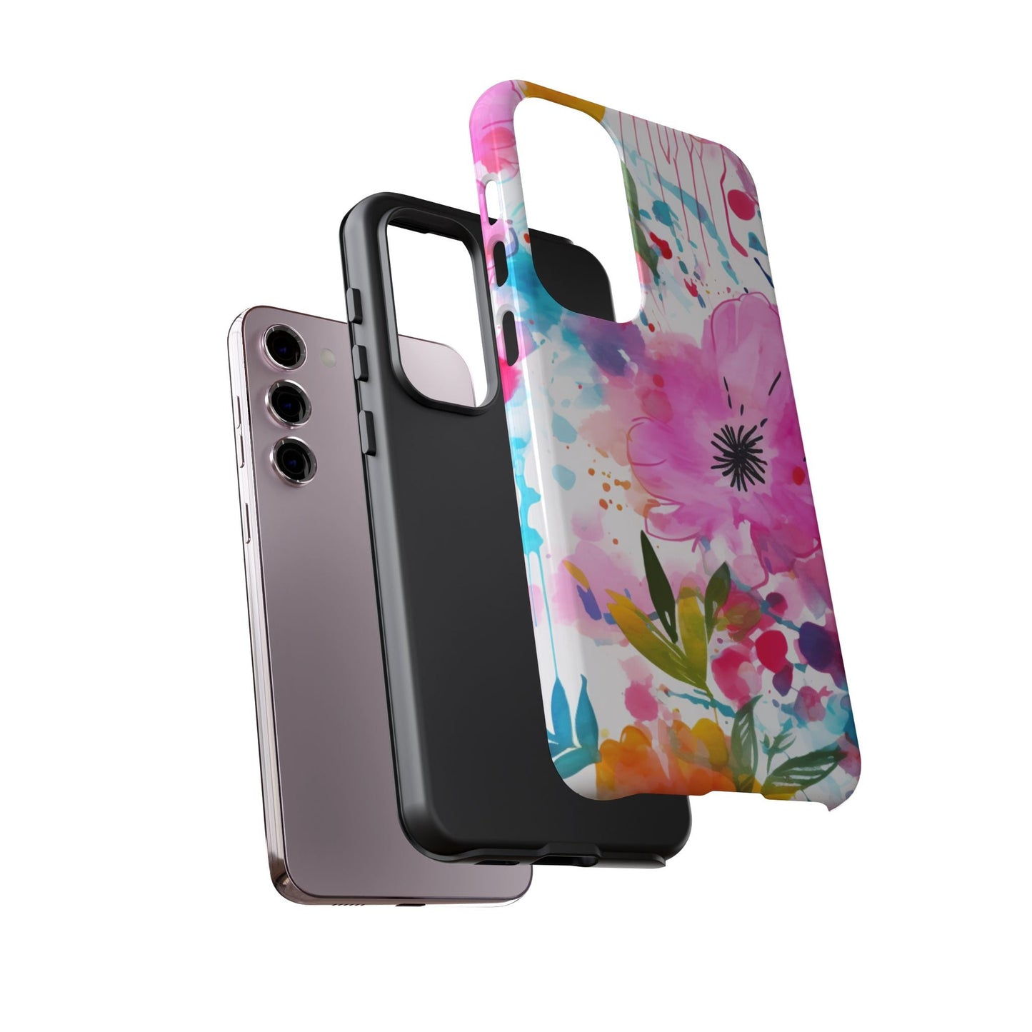 Color Splash Pink & Orange Watercolor Floral - Samsung Galaxy Case - BOGO Cases