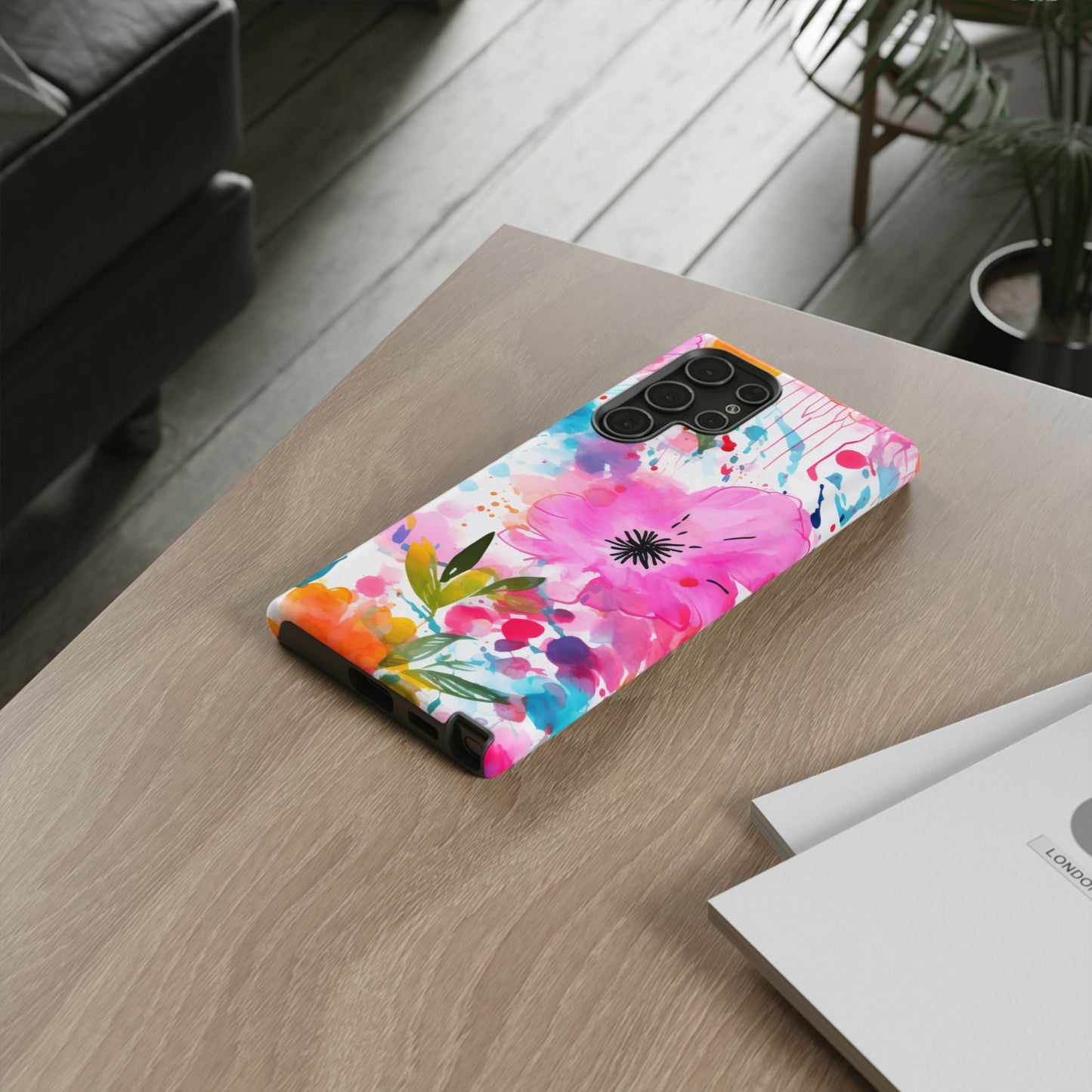 Color Splash Pink & Orange Watercolor Floral - Samsung Galaxy Case - BOGO Cases