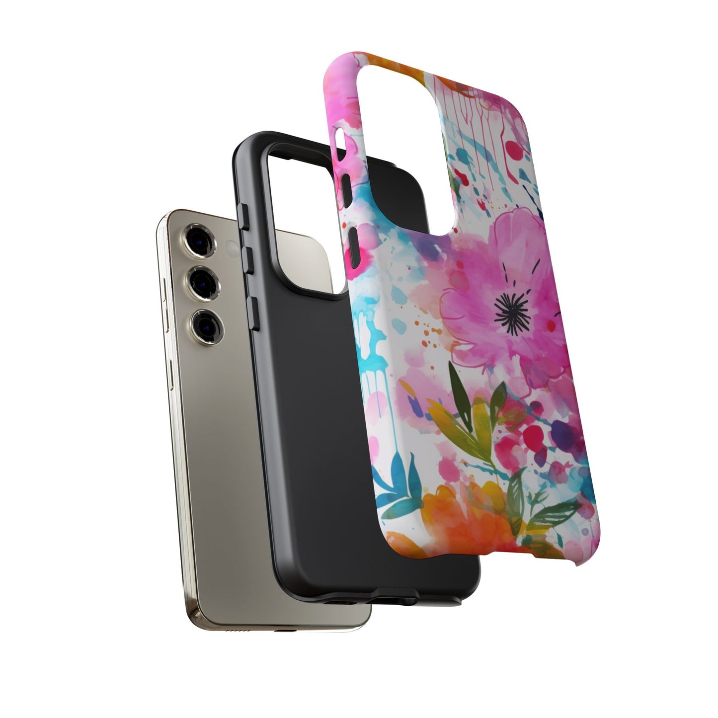 Color Splash Pink & Orange Watercolor Floral - Samsung Galaxy Case - BOGO Cases