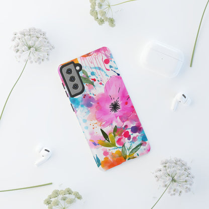 Color Splash Pink & Orange Watercolor Floral - Samsung Galaxy Case - BOGO Cases