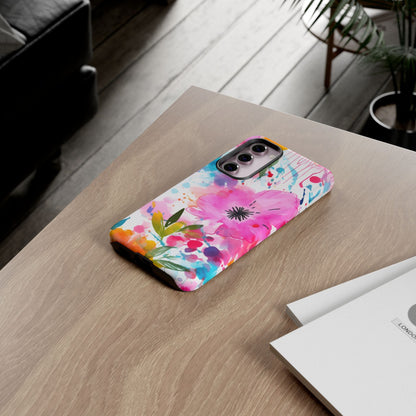 Color Splash Pink & Orange Watercolor Floral - Samsung Galaxy Case - BOGO Cases