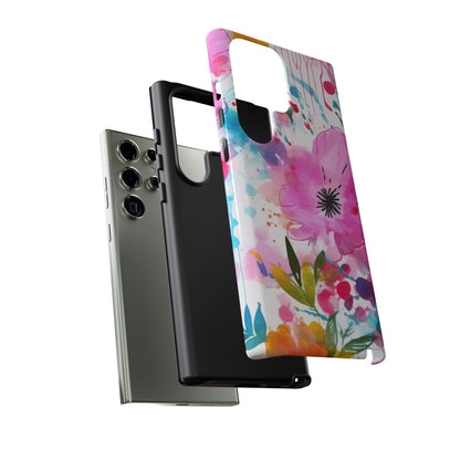 Color Splash Pink & Orange Watercolor Floral - Samsung Galaxy Case - BOGO Cases