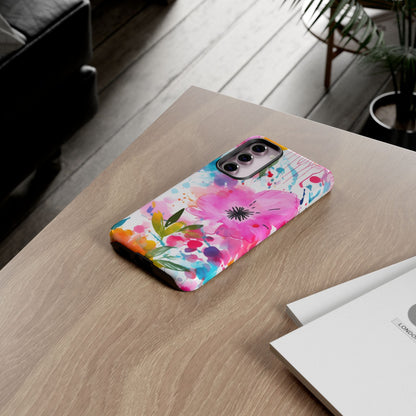 Color Splash Pink & Orange Watercolor Floral - Samsung Galaxy Case - BOGO Cases