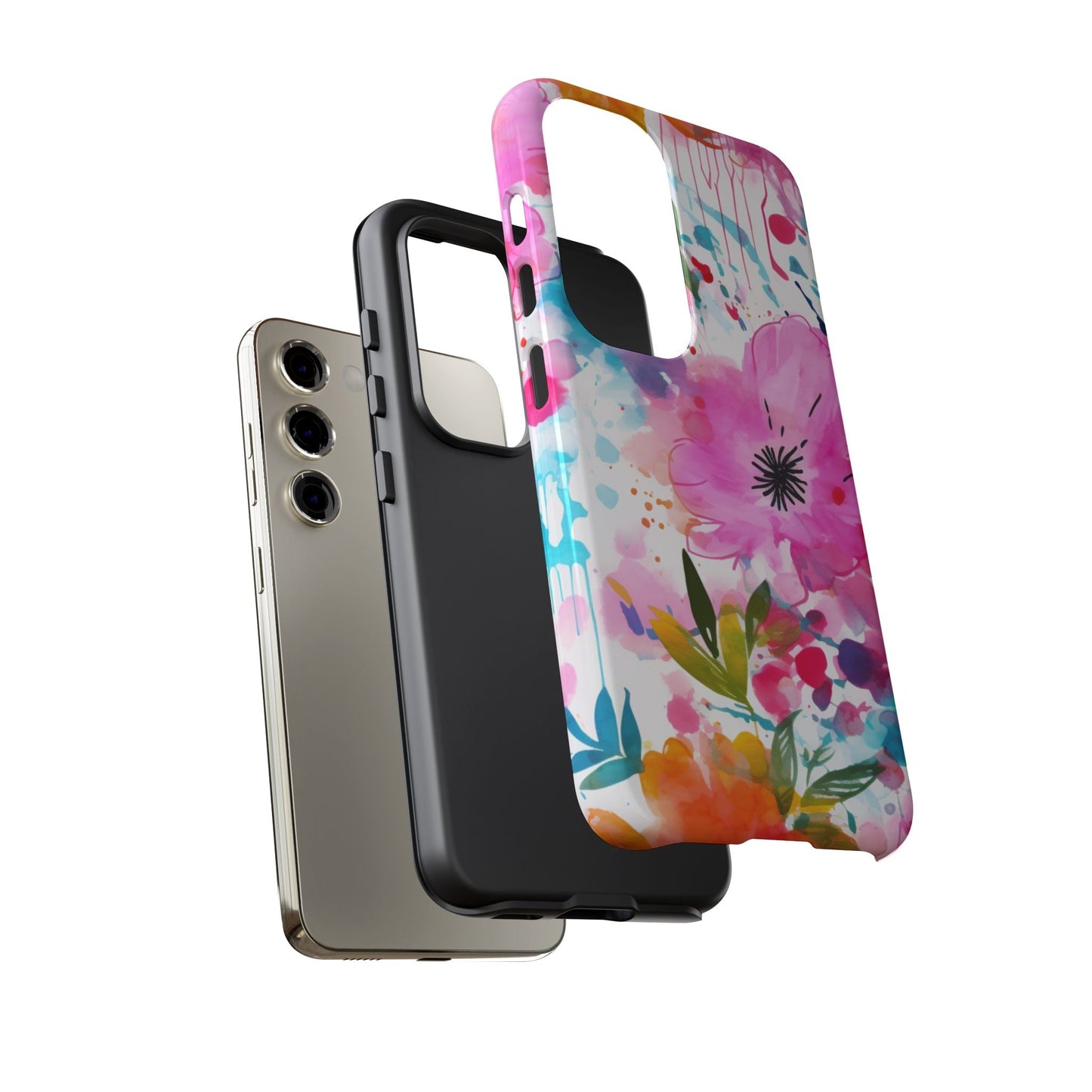 Color Splash Pink & Orange Watercolor Floral - Samsung Galaxy Case - BOGO Cases