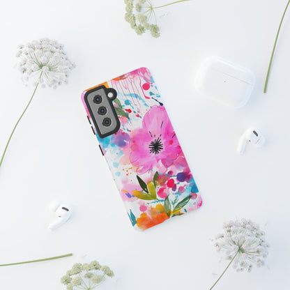 Color Splash Pink & Orange Watercolor Floral - Samsung Galaxy Case - BOGO Cases