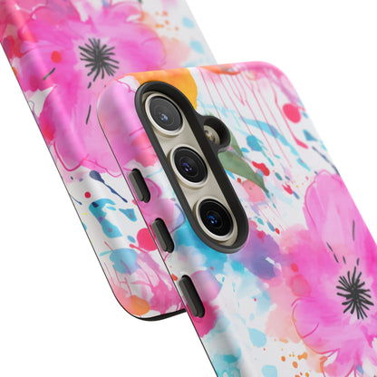 Color Splash Pink & Orange Watercolor Floral - Samsung Galaxy Case - BOGO Cases
