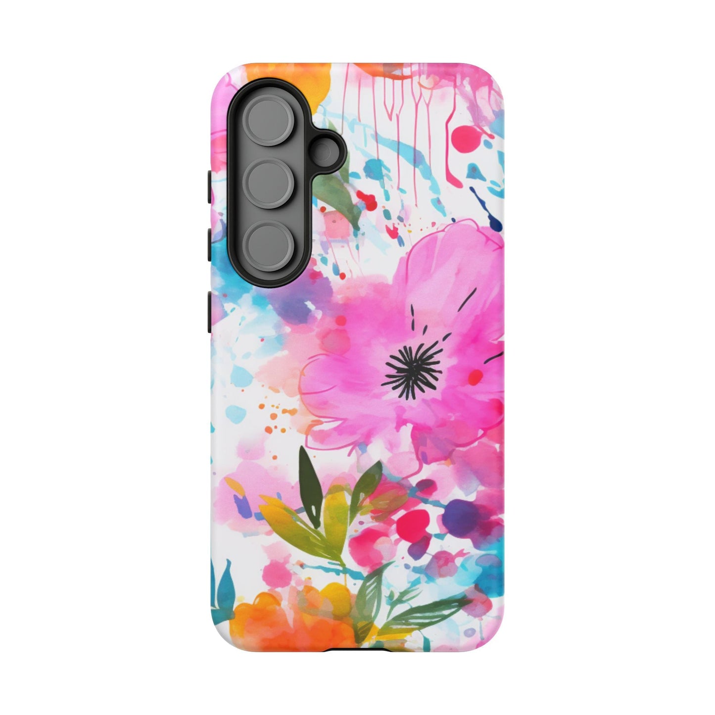 Color Splash Pink & Orange Watercolor Floral - Samsung Galaxy Case - BOGO Cases