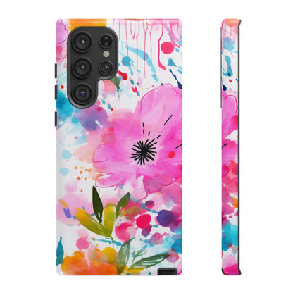 Color Splash Pink & Orange Watercolor Floral - Samsung Galaxy Case - BOGO Cases