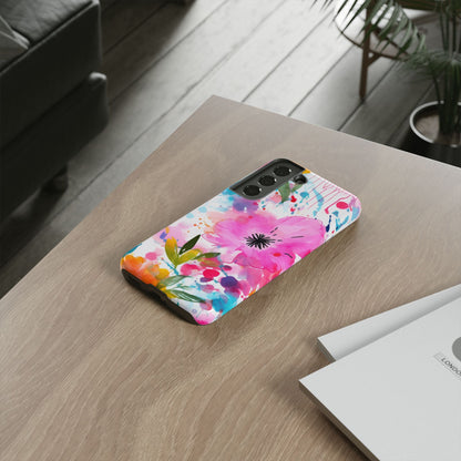 Color Splash Pink & Orange Watercolor Floral - Samsung Galaxy Case - BOGO Cases
