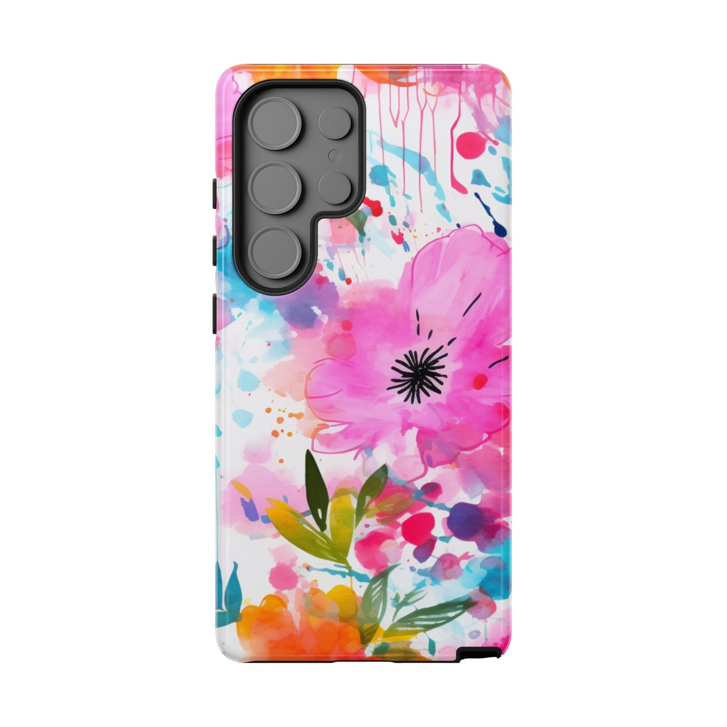 Color Splash Pink & Orange Watercolor Floral - Samsung Galaxy Case - BOGO Cases