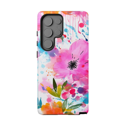 Color Splash Pink & Orange Watercolor Floral - Samsung Galaxy Case - BOGO Cases